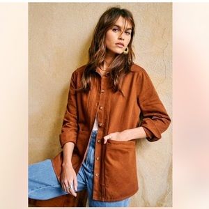 Sézane Women’s Size Small 100% Cotton Button Down Will Jacket Blazer Camel Brown